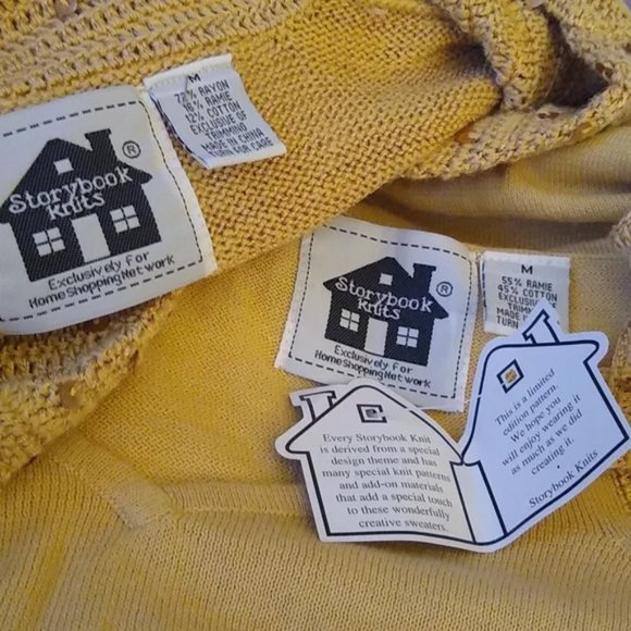Vintage Storybook Knits Gold Crochet Tank Top and Blazer Cardigan Sweater Medium - Picture 4 of 12